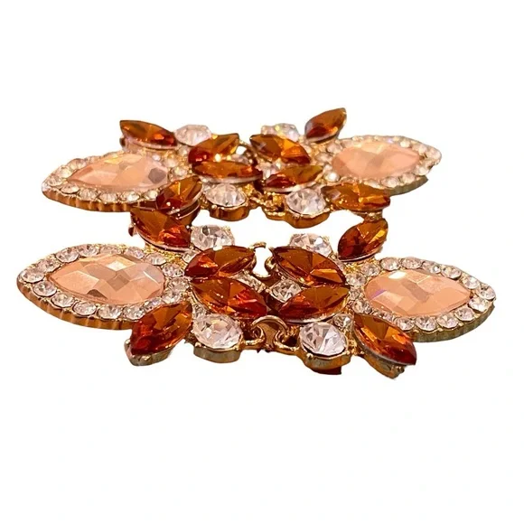 Elegant Amber Orange Crystal Earrings - Picture 4 of 5